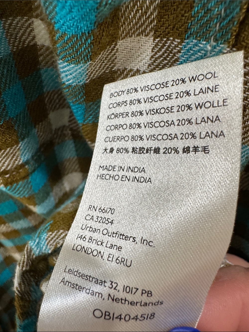#639 Anthropologie PILCRO Breezy Teal & Olive Checked Button-Down Shirt - Picture 9 of 12